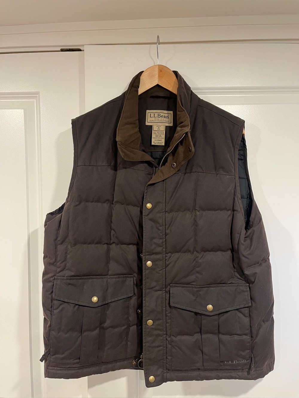 LL Bean Waxed Cotton Down Vest - Puffer - Medium